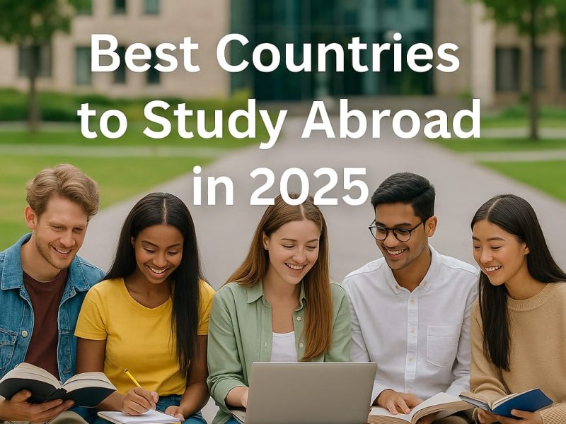 Diverse group of International students studying abroad on campus - Best Countries to Study Abroad in 2025.